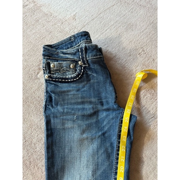 Miss Me Women's Mid Rise Boyfriend Capri Denim Jeans Embroidery Size‎ 27 - Picture 10 of 11